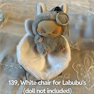 139, Cute Bunny Ear shape White Chair Accessory for Labubu doll (No Doll)